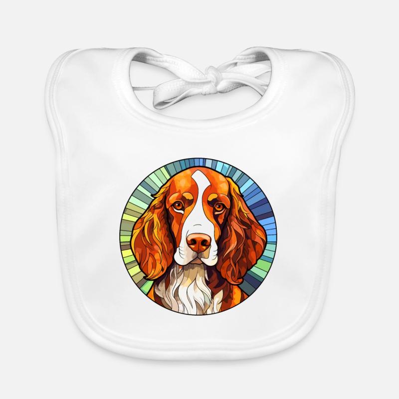 Welsh Springer Spaniel chien race vitrail Col Bavoir bio Bébé