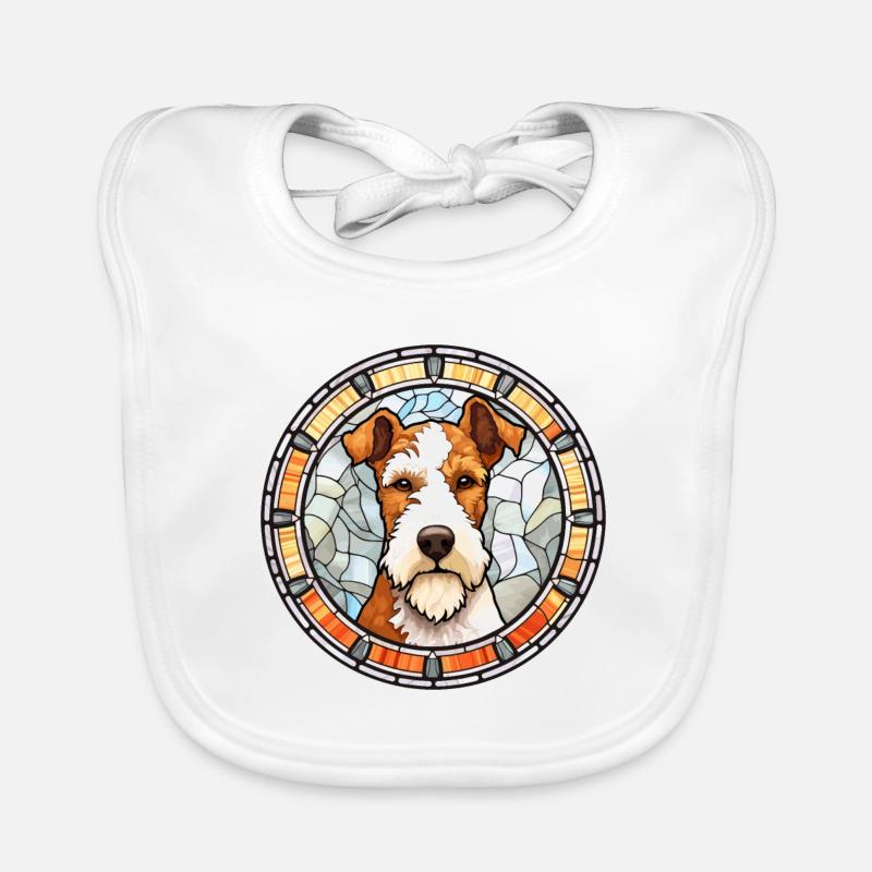 Fil Fox Terrier chien race vitrail coloré Bavoir bio Bébé