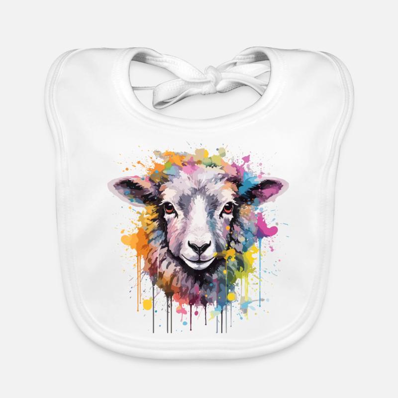 Mouton aquarelle avec splash Bavoir bio Bébé