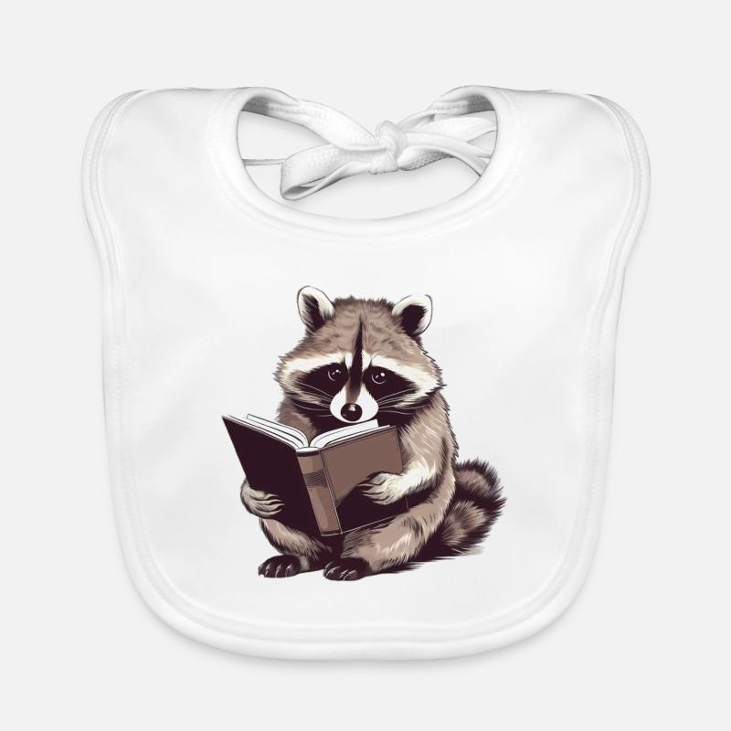 Lesender Waschbär mit Buch Baby Bio-Lätzchen