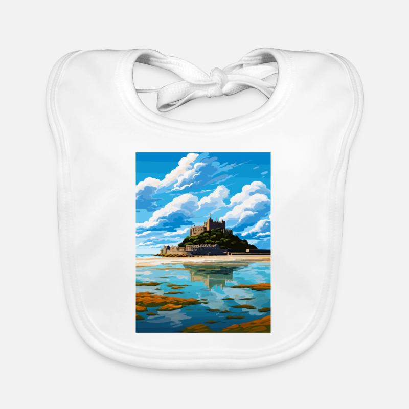St Michaels Mount Cornwall Affiche de voyage Vintage Bavoir bio Bébé
