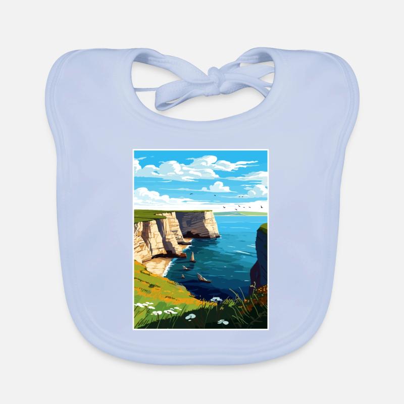Bempton Cliffs Angleterre Vintage voyage affiche WPA Bavoir bio Bébé