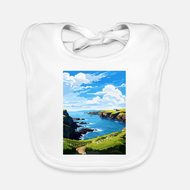 Mullion Cornwall Vintage voyage affiche Souvenir Bavoir bio Bébé
