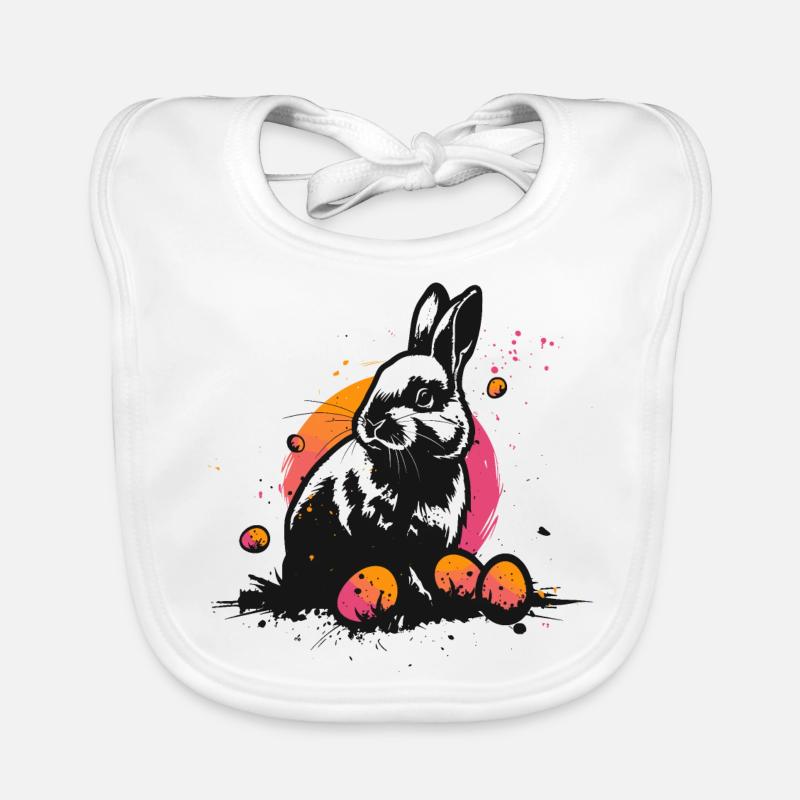 Lapin en noir à Pâques Bavoir bio Bébé