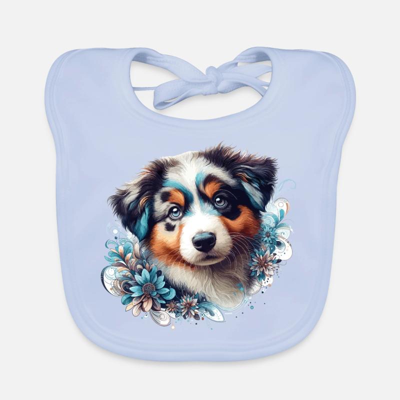 Australian Shepherd Welpe süß Hund Geschenk Baby Bio-Lätzchen