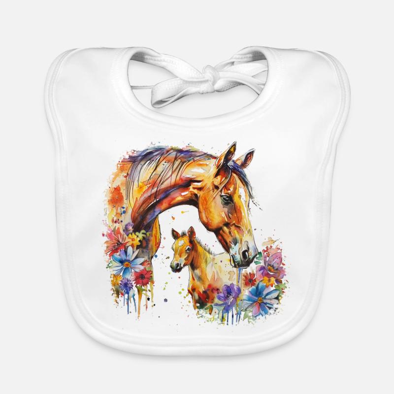 Cheval avec son poulain Bavoir bio Bébé