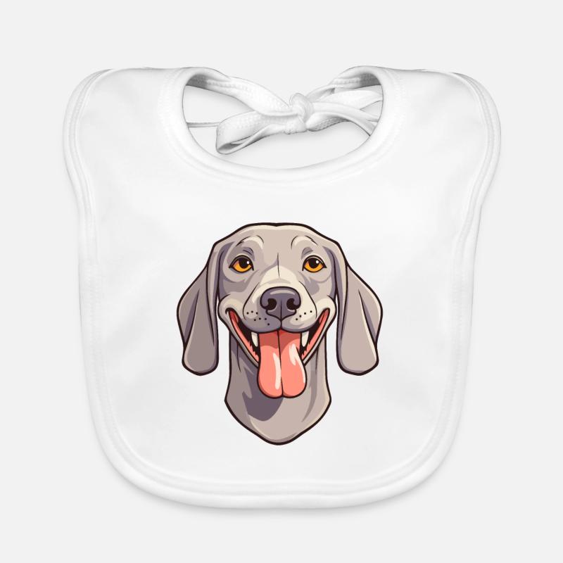 Weimaraner Dog Breed Watercolor Cartoon Kawaii Cli Organic Baby Bibs