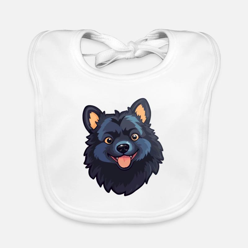 Schipperke Dog Breed Watercolor Cartoon Kawaii Cli Organic Baby Bibs