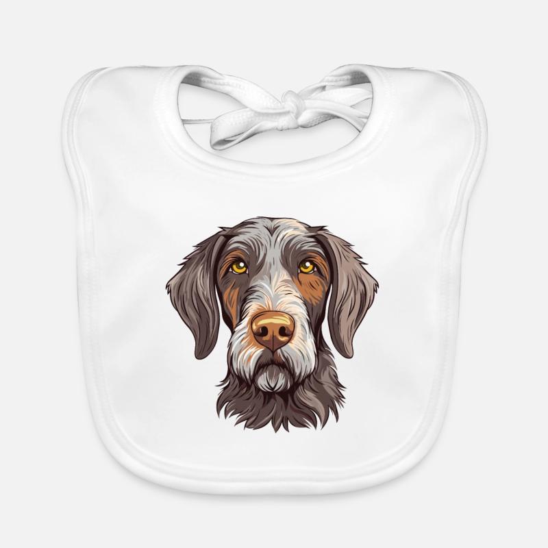 Deutsches drahthaariges Pointer-Hund-Rasse-Aquarell-Auto Baby Bio-Lätzchen