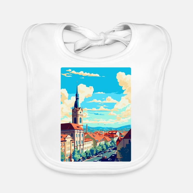 Stuttgart Deutschland Vintage Reiseplakat Souvenir Baby Bio-Lätzchen