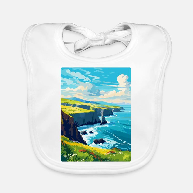 Péninsule de Dingle Irlande Royaume-Uni Affiche de voyage vintage Bavoir bio Bébé
