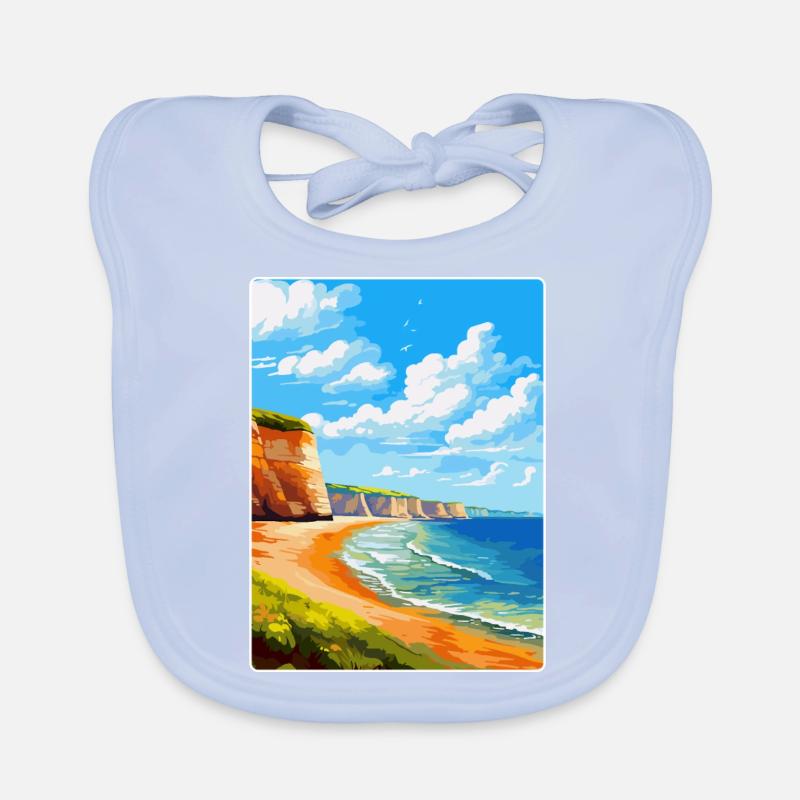 Affiche de voyage vintage Torquay Cliffs Angleterre Royaume-Uni Bavoir bio Bébé