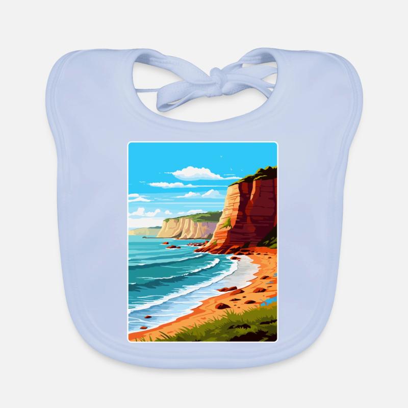 Affiche de voyage vintage Torquay Cliffs Angleterre Royaume-Uni Bavoir bio Bébé