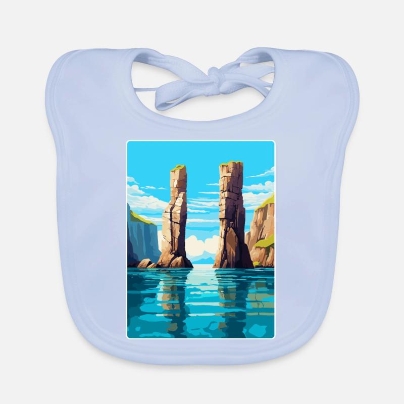 Affiche de voyage vintage Stack Rocks Pembrokeshire Bavoir bio Bébé