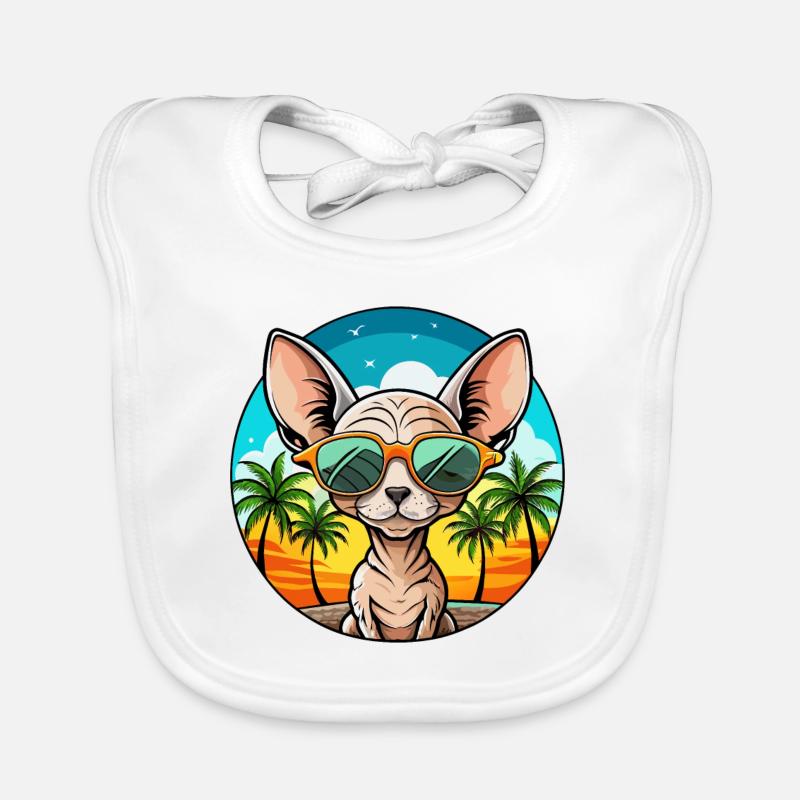Devon Rex Cat Breed Cartoon Sunglasses Beach Organic Baby Bibs