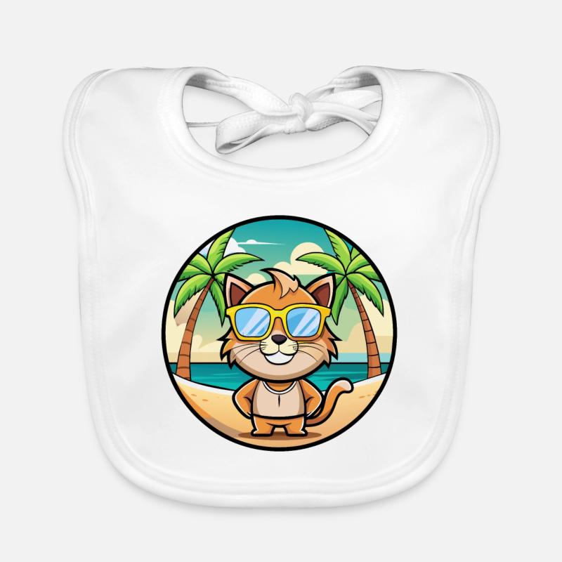 Pixie Bob Cat Breed Cartoon Sunglasses Beach Organic Baby Bibs