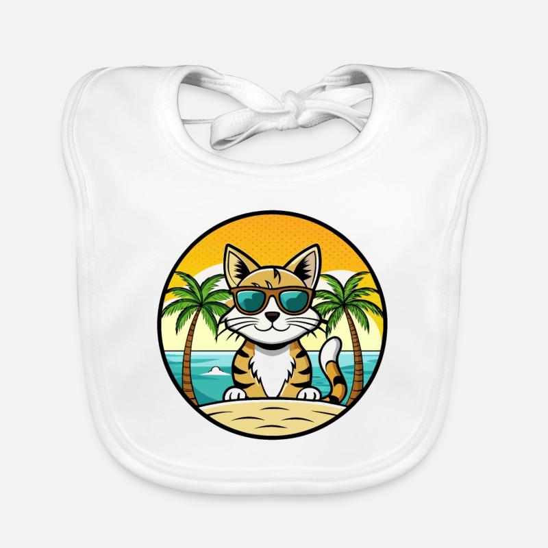Aegean Cat Breed Cartoon Sunglasses Beach Organic Baby Bibs