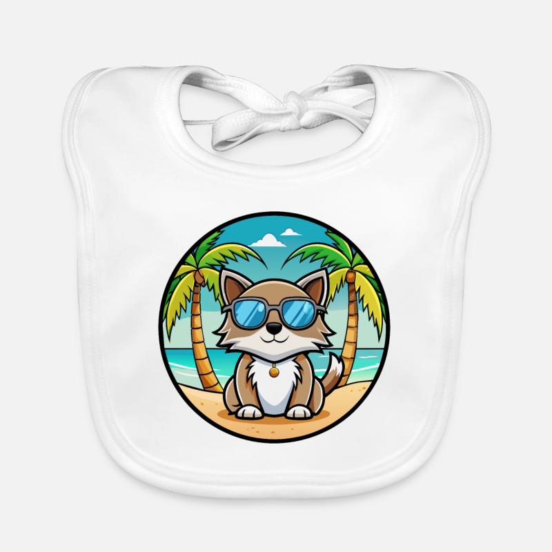 Carélie Bobtail Cat Breed Cartoon Sunglass Beach Bavoir bio Bébé