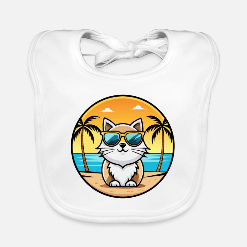 Lunettes de soleil de race de chat persan de dessin animé plage Bavoir bio Bébé