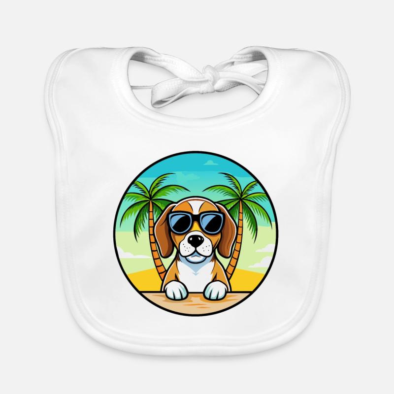Beagle Chien Race Dessin Animé Lunettes De Soleil Plage Bavoir bio Bébé