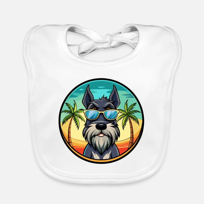 Schnauzer géant chien race dessin animé lunettes de soleil plage Bavoir bio Bébé