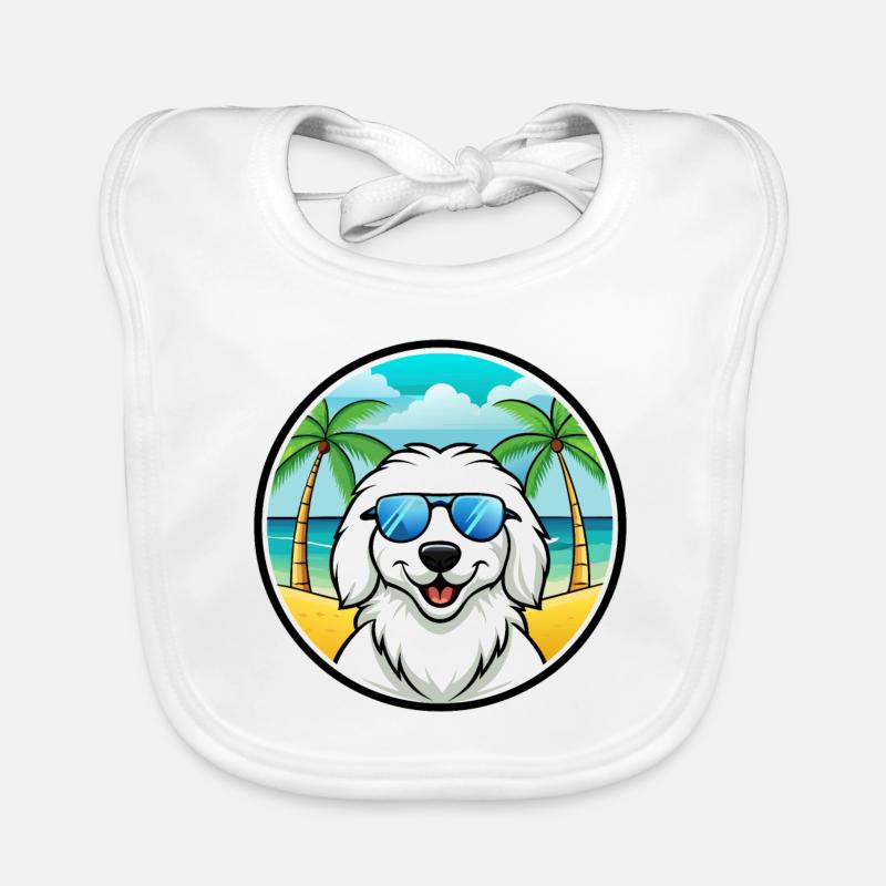 Große Pyrenäen Hunderasse Cartoon Sonnenbrille Strand Baby Bio-Lätzchen