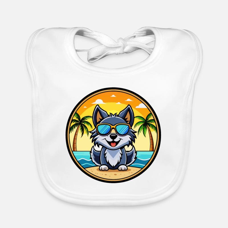 Schipperke Hunderasse Cartoon Sonnenbrille Strand Baby Bio-Lätzchen