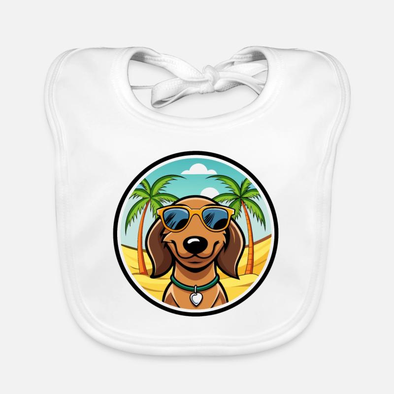 Westphalian Dachsbracke Dog Breed Cartoon Beach Organic Baby Bibs