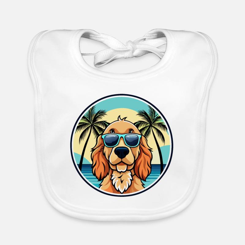 Englischer Cocker Spaniel Hunderasse Cartoon Beach Baby Bio-Lätzchen