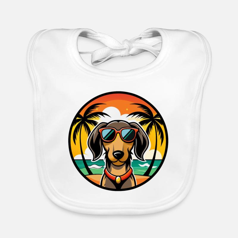 Westphalian Dachsbracke Dog Breed Cartoon Beach Organic Baby Bibs