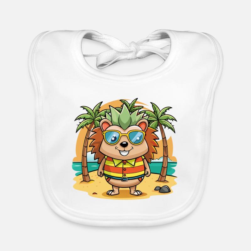 Hérisson Drôle Dessin Animé Plage De Plage Lunettes De Soleil Bavoir bio Bébé