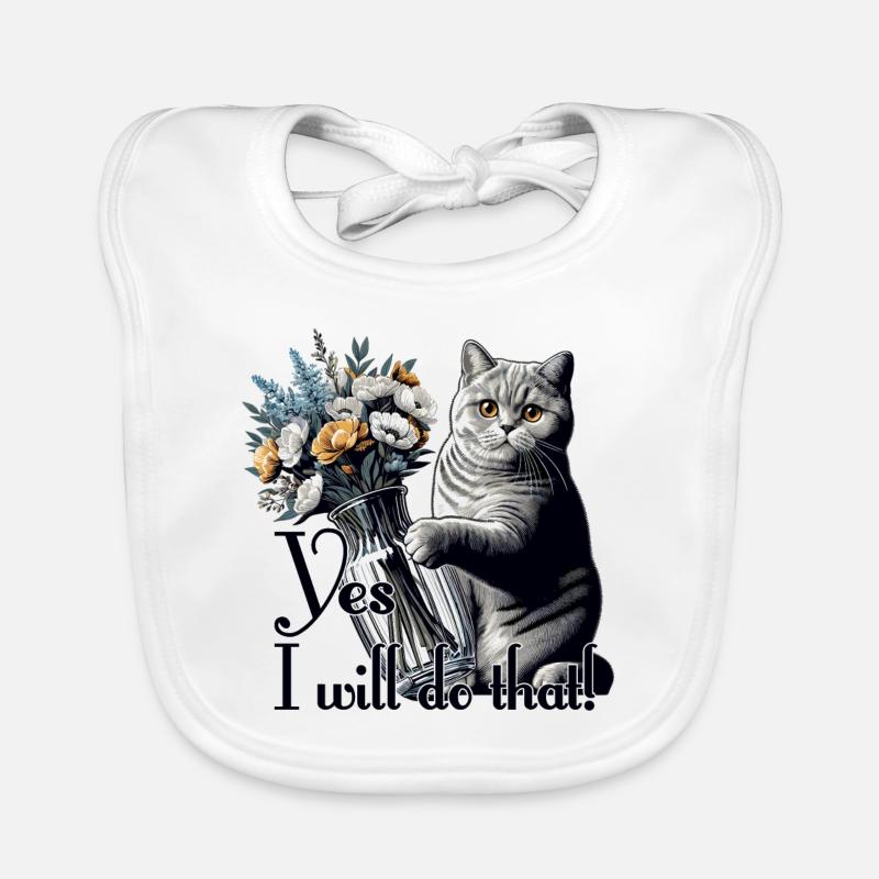 BKH Britisch Kurzhaar Katze Vase umkippen Geschenk Baby Bio-Lätzchen