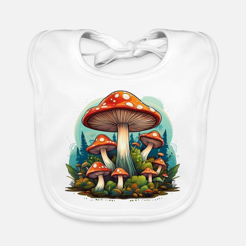 Mushrooms in the forest – toadstools bring good luck! Organic Baby Bibs