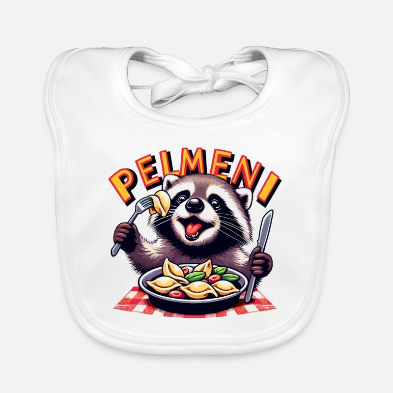 Pelmeni Waschbär süß Geschenk Baby Bio-Lätzchen