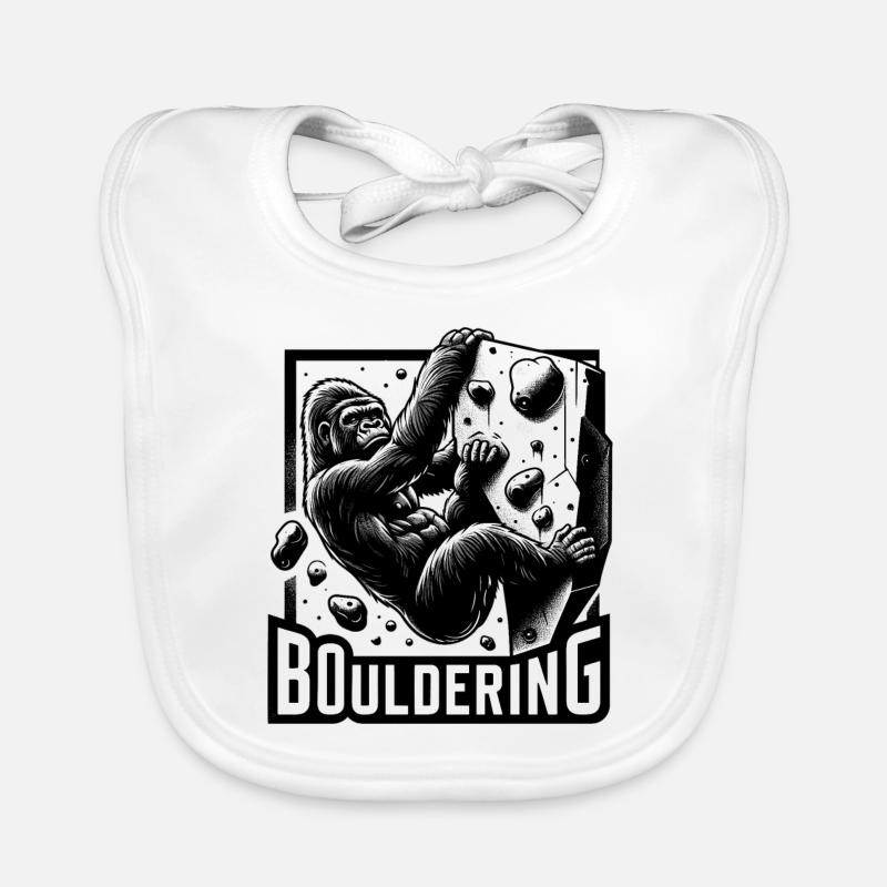 Bouldering Gorilla Silverback Gift Organic Baby Bibs