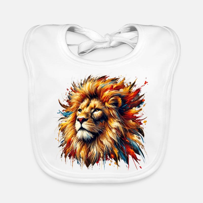 Lion en aquarelle, coloré Bavoir bio Bébé