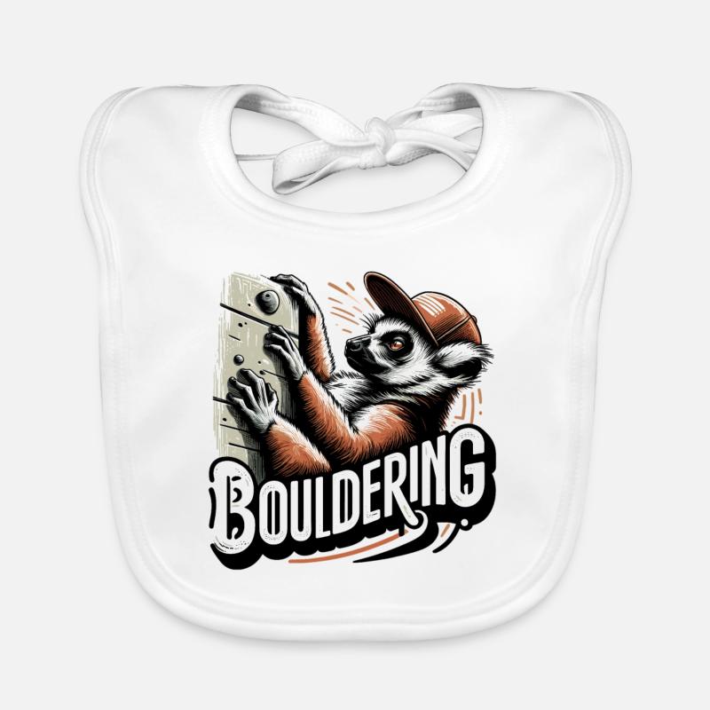 Bouldering Lemur Climbing Gift Organic Baby Bibs
