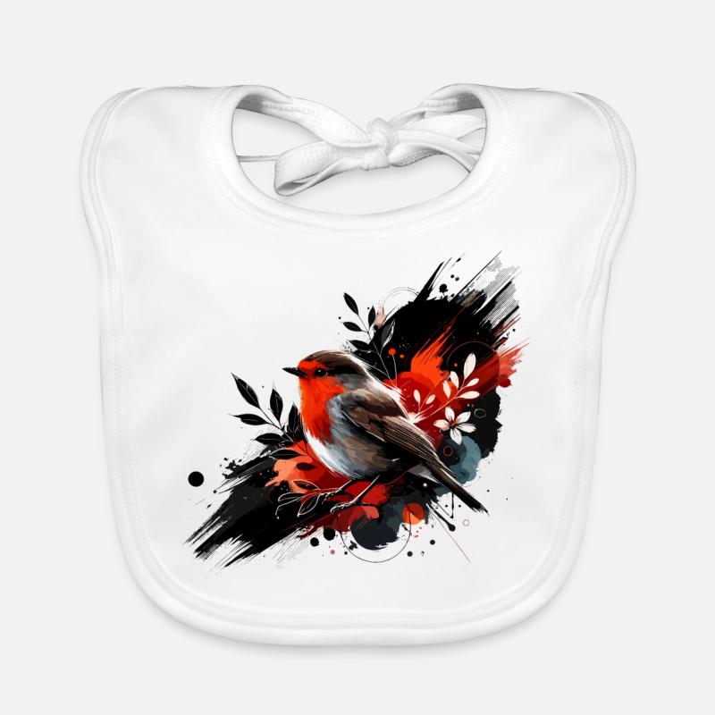 Buntes Aquarell Rotkehlchen Baby Bio-Lätzchen