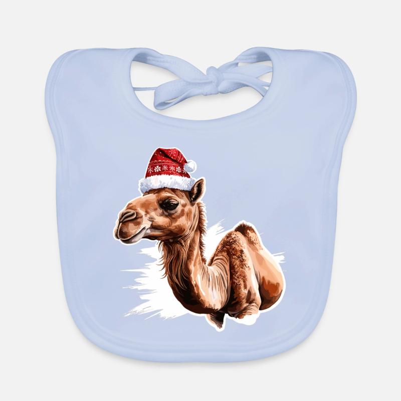 Kamel mit Weihnachtsmütze Baby Bio-Lätzchen