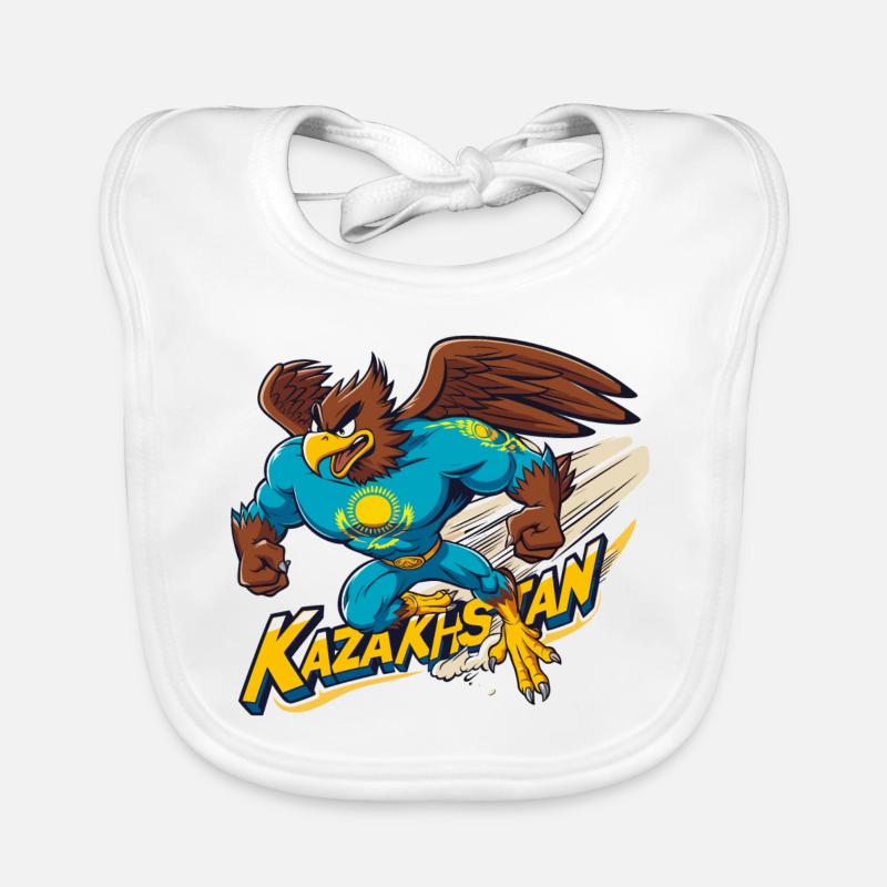 Kazakhstan Superhero Hero Power Eagle Gift Organic Baby Bibs