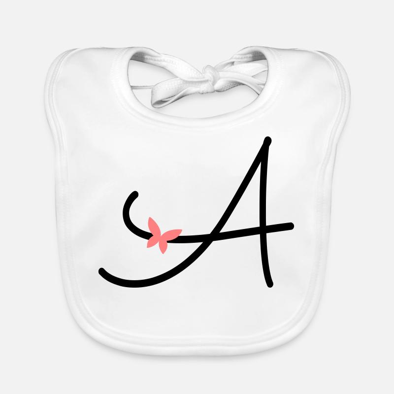 Letter A Initial Letter Butterfly Organic Baby Bibs