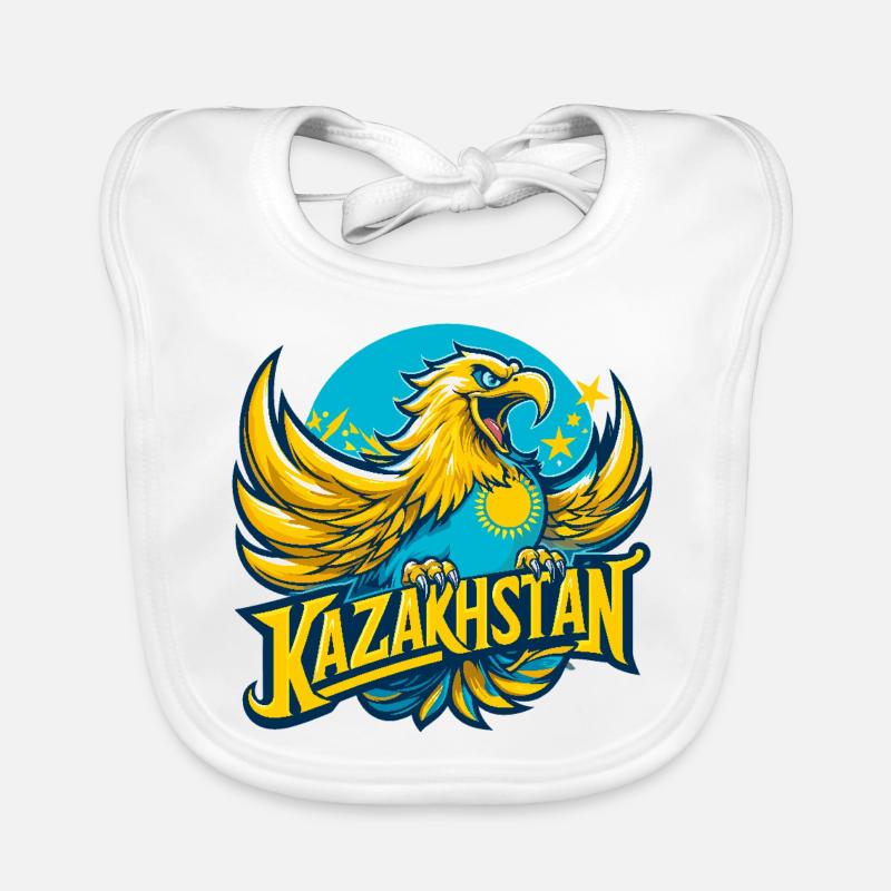 Kazakhstan Eagle Sun Flag Flag Gift Organic Baby Bibs