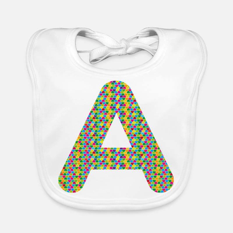 Buntes Herz-A Design – Einzigartig & Stylisch! Baby Bio-Lätzchen