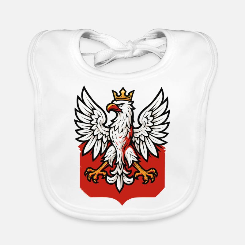 Pologne Polska aigle emblème drapeau drapeau cadeau - Bavoir bio Bébé - blanc