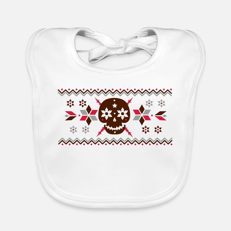 Skull pattern in the Norwegian style Organic Baby Bibs