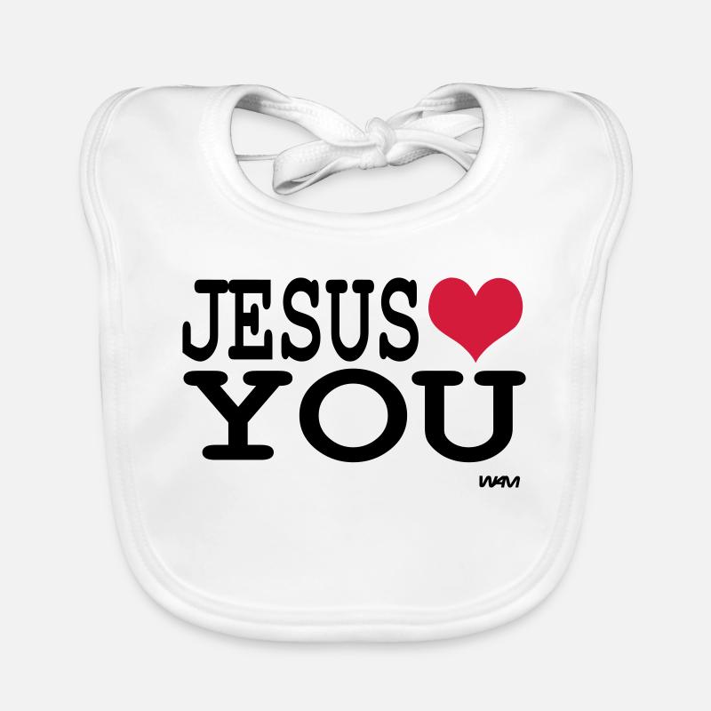 Jesus loves you Message d'amour et de foi - Bavoir bio Bébé - blanc