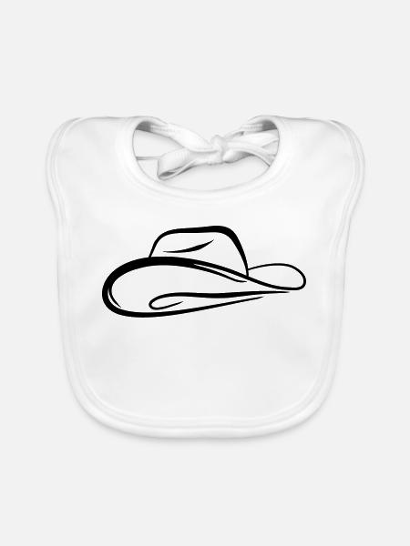 Un croquis d'un chapeau de cow-boy - Bavoir bio Bébé - blanc - Devant