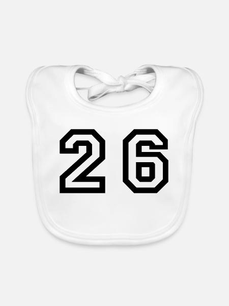 Number - 26 - Twenty Six - Baby Bio-Lätzchen - Weiß - Vorne