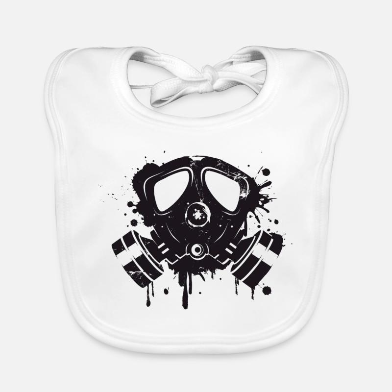 koel gasmasker als graffiti stencil Bio-slabbetje voor baby's