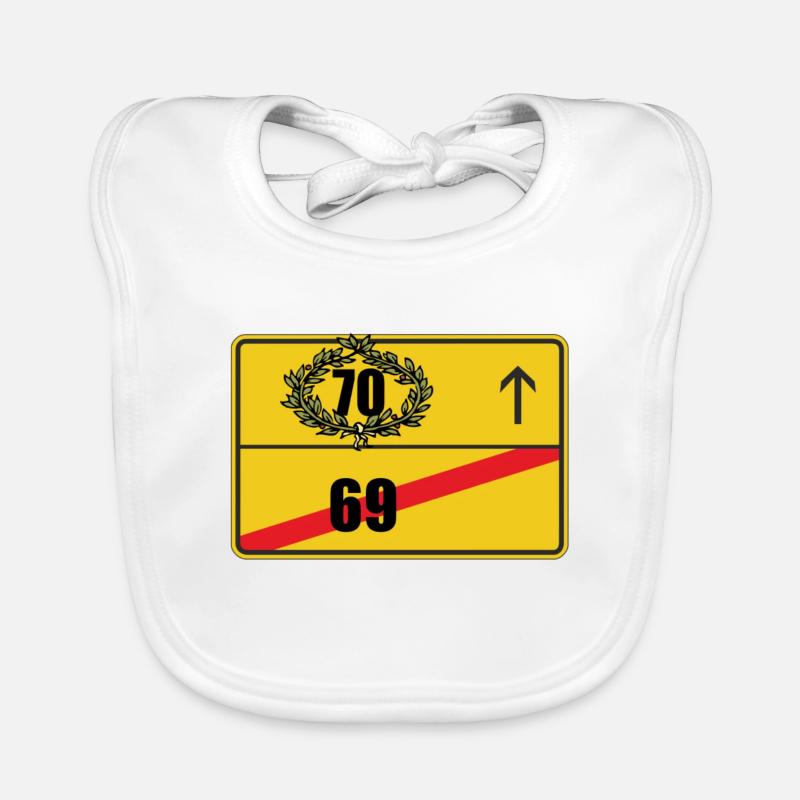 Ortsschild 70. Geburtstag Geschenk Baby Bio-Lätzchen
